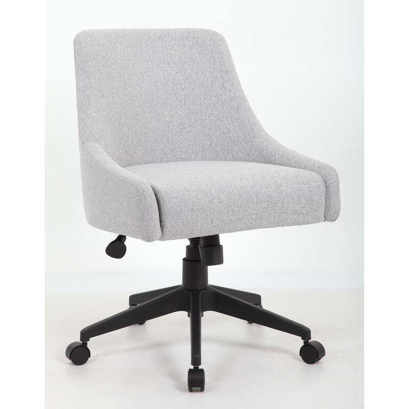 Boki Swivel Desk Chair, Light Gray Poly-Linen, Padded Curved Back