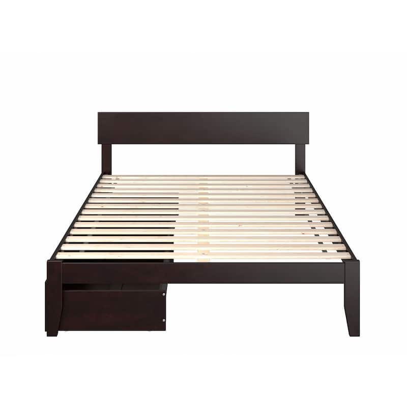 Rustic Bed with Drawers - Espresso Finish Bedroom Furniture