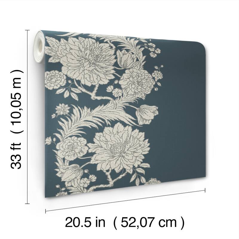 Chris Loves Julia x A-Street Prints Gisela Blue Floral Columns Wallpaper