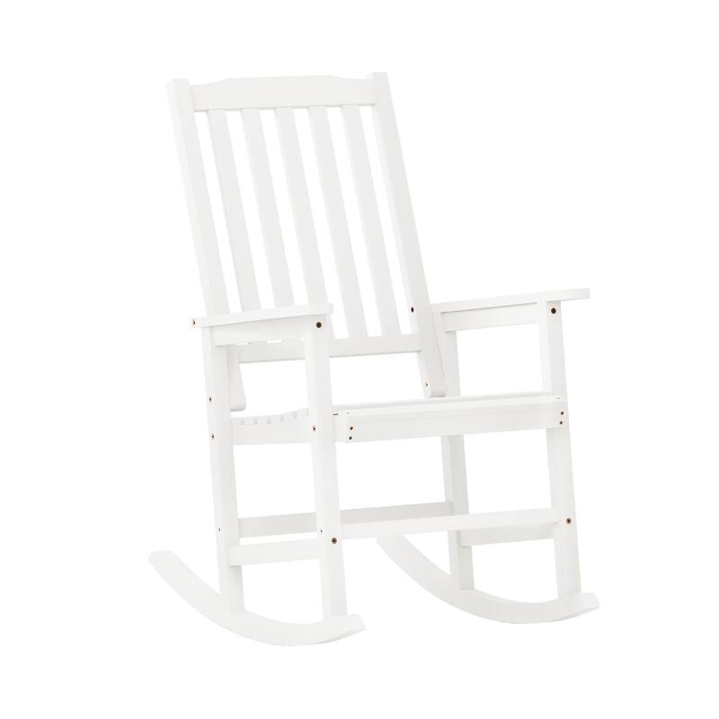 Acacia Wood Outdoor Rocking Chair, Traditional Porch Outdoor Rocker Chairs with Slatted - 43" H