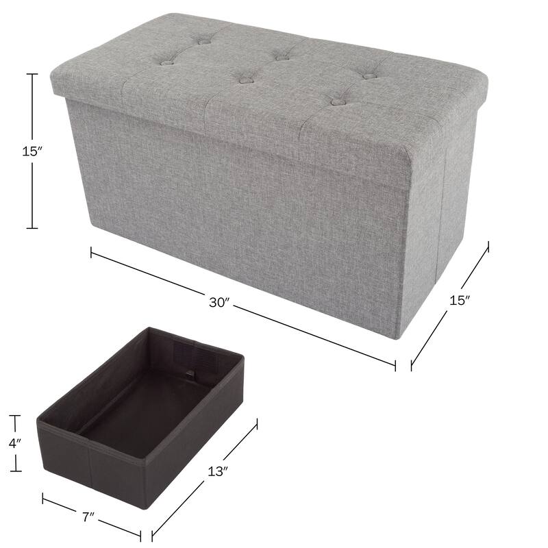 Lavish Home Set of Two 30-Inch Ottomans, Gray