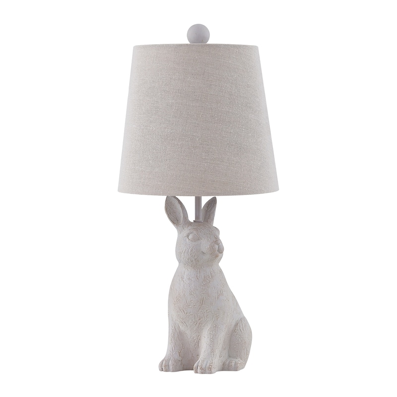 19"H White Resin Rabbit Table Lamp With Shade - 9" x 9" x 19" - 9" x 9" x 19" - White