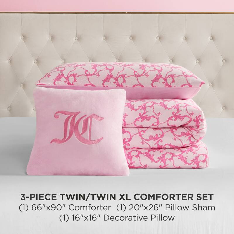 Juicy Couture Solid Plush Reversible Gothic Leopard Comforter Sets