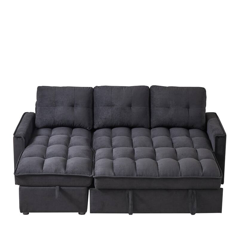 78.75" Chenille Reclining Sectional Sofa with USB/Type-C Charging, Hidden Storage & Ottoman
