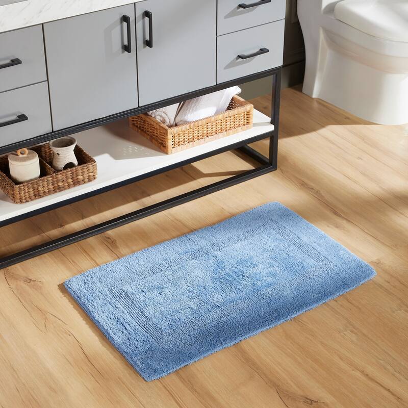 Better Trends Bath Rugs 100% Cotton Reversible Highly Water Absorbent Bathroom Rug for Shower, Sink, Bath Mats - Lux Collection
