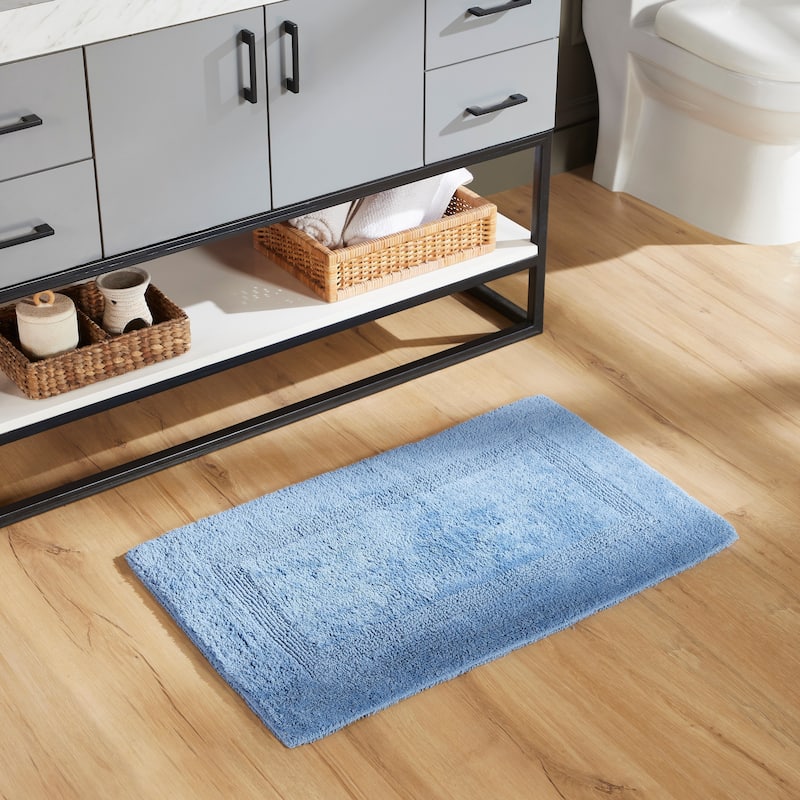 Better Trends Bath Rugs Set 100% Cotton Reversible Water Absorbent Bathroom Rug for Shower, Sink, Bath Mats - Lux Collection