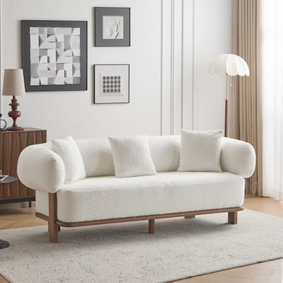 Mid-Century Modern Round Arm Curved Deep Seat Sofa