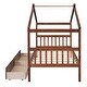 preview thumbnail 10 of 21, Twin Size Wooden House-Shaped Bed with Built-In Drawers for Creative and Organized Kids' Bedrooms