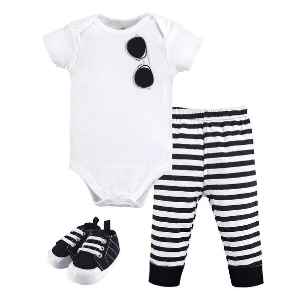 slide 1 of 1, Little Treasure Baby Boy Cotton Bodysuit, Pant and Shoe 3pc Set, Sunglasses 0-3 Months - Sunglasses