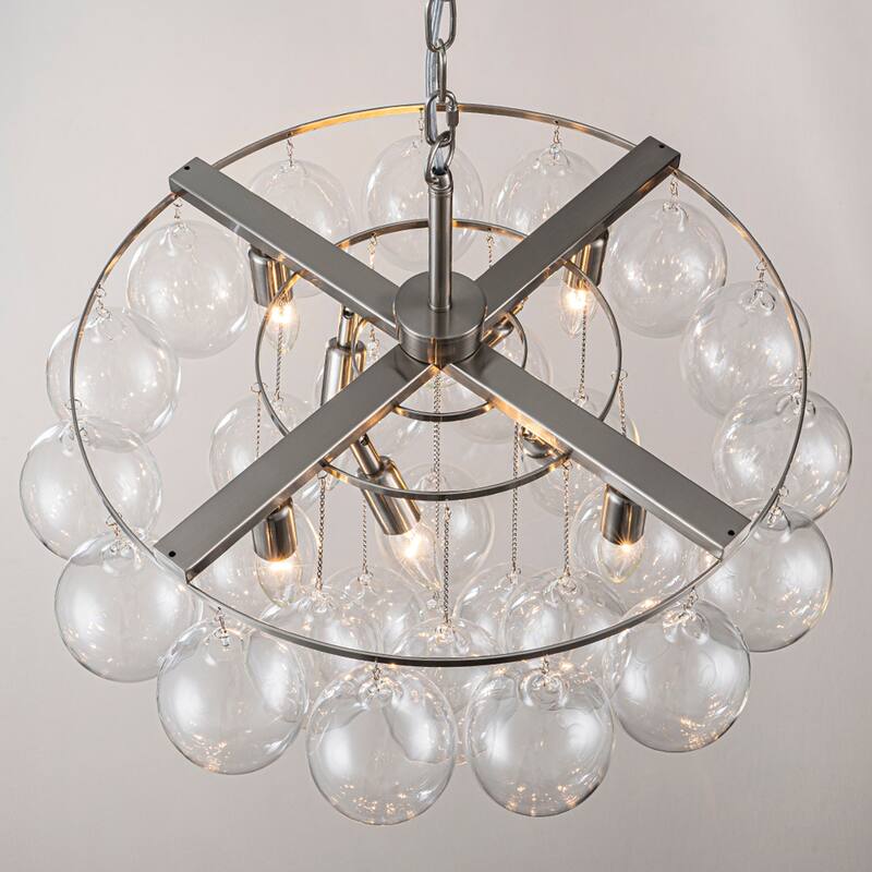 Starsky 8 - Light 23in. Modern Glam Cluster Glass Bubble Chandelier with 28 Clear Glass Globe Bubble