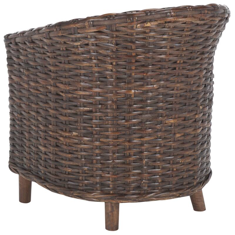 SAFAVIEH Charla Rattan Barrel Chair with Cushion - 29.1" x 27.2" x 32.7" - 29Wx27Dx33H