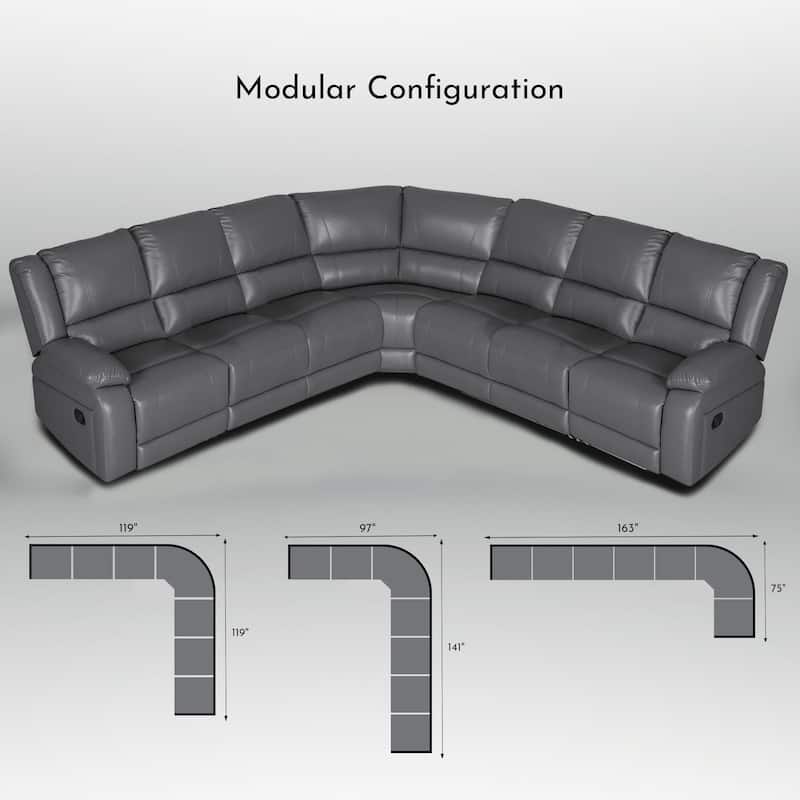 129''W 7-Seat Faux Leather Manual Recliner Large Sectional Reclining Sofa