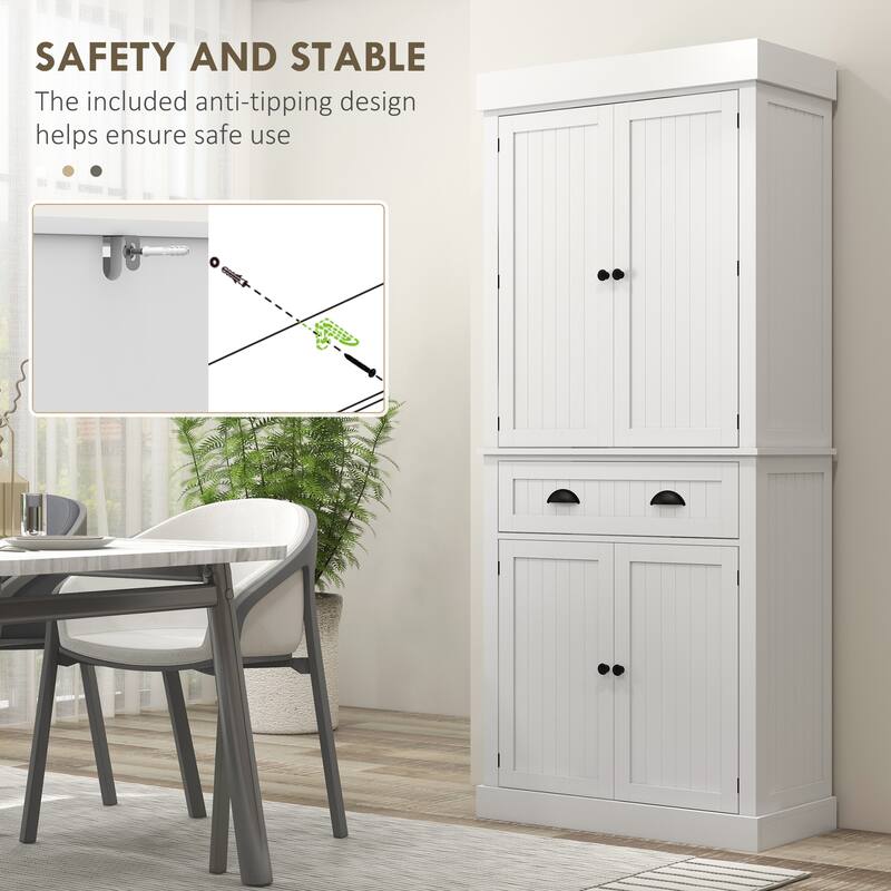 HOMCOM 71" Kitchen Pantry Cabinet with Motion Sensor Light, Tall Storage Cabinet with 6 Door Shelves
