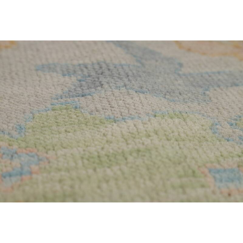 All-Over Floral Oushak Oriental Area Rug Hand-Knotted Wool Carpet - 8'10" x 11'9"