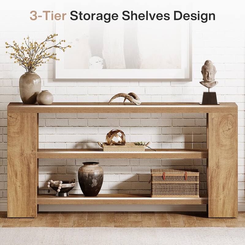 70.9-Inch 3-Tier Extra Long Console Table with Storage for Entryway, Living Room, Hallway