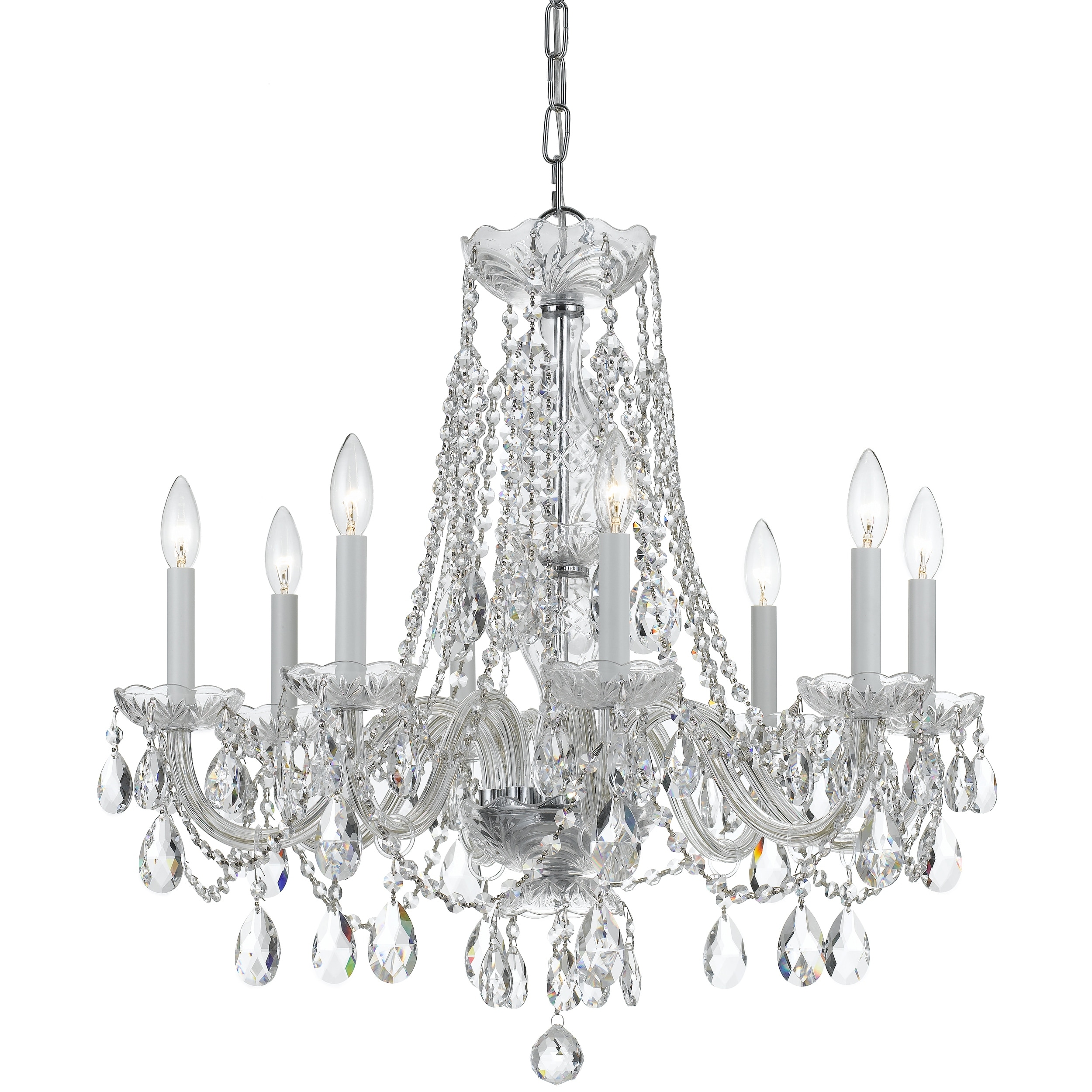 Traditional Crystal 8 Light Swarovski Strass Crystal Chrome Chandelier - 26'' W x 26'' H