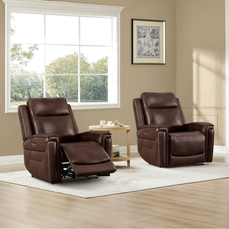 Spruce & Spring Dual Motors Genuine Leather Zero Gravity Recliner with Power Headrest