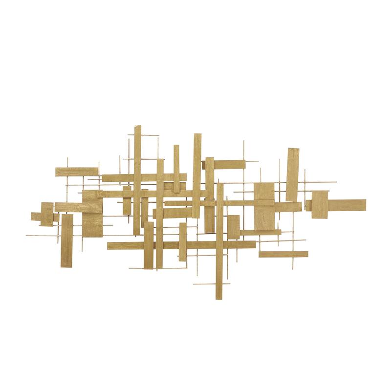 Metal Geometric 3D Stripes Home Wall Decor - Gold - CosmoLiving by Cosmopolitan - Gold