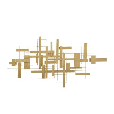Metal Geometric 3D Stripes Home Wall Decor - Gold - CosmoLiving by Cosmopolitan