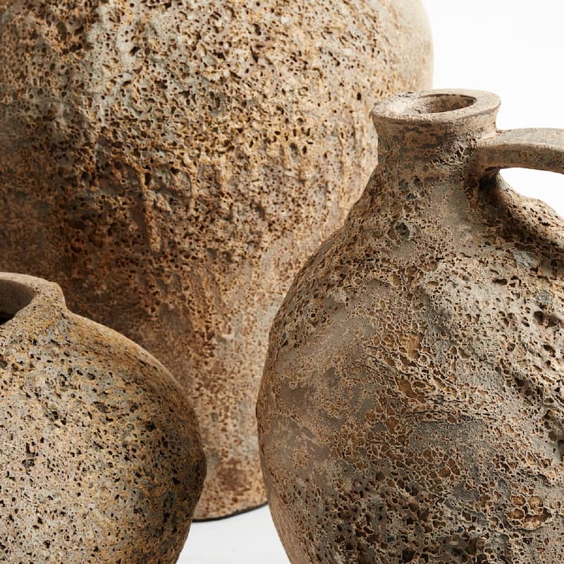 Handmade Standing Jug Vase - 16.5" - Brown