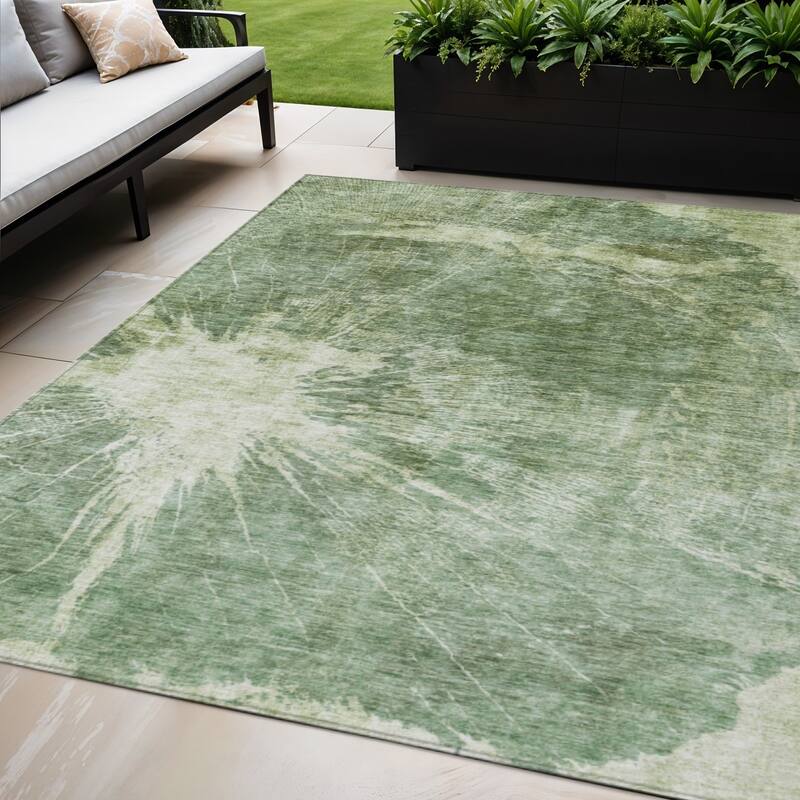 HomeRoots Abstract Transitional Rectangle Outdoor Rug - 8' X 10'