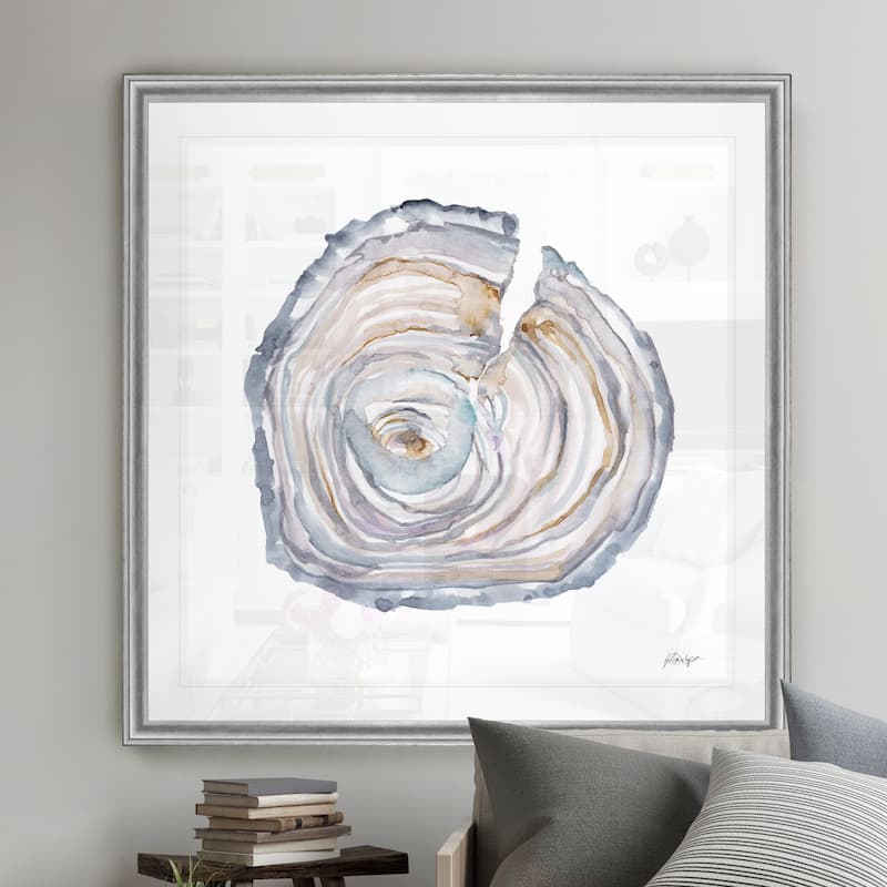 Watercolor Tree Ring II -Black Framed Print