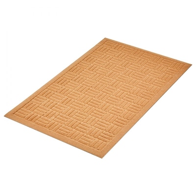 Beige Polyester Rubber Non-Slip Door Mat Absorbent Indoor Outdoor - 29.53 x 17.72 x 0.28 in