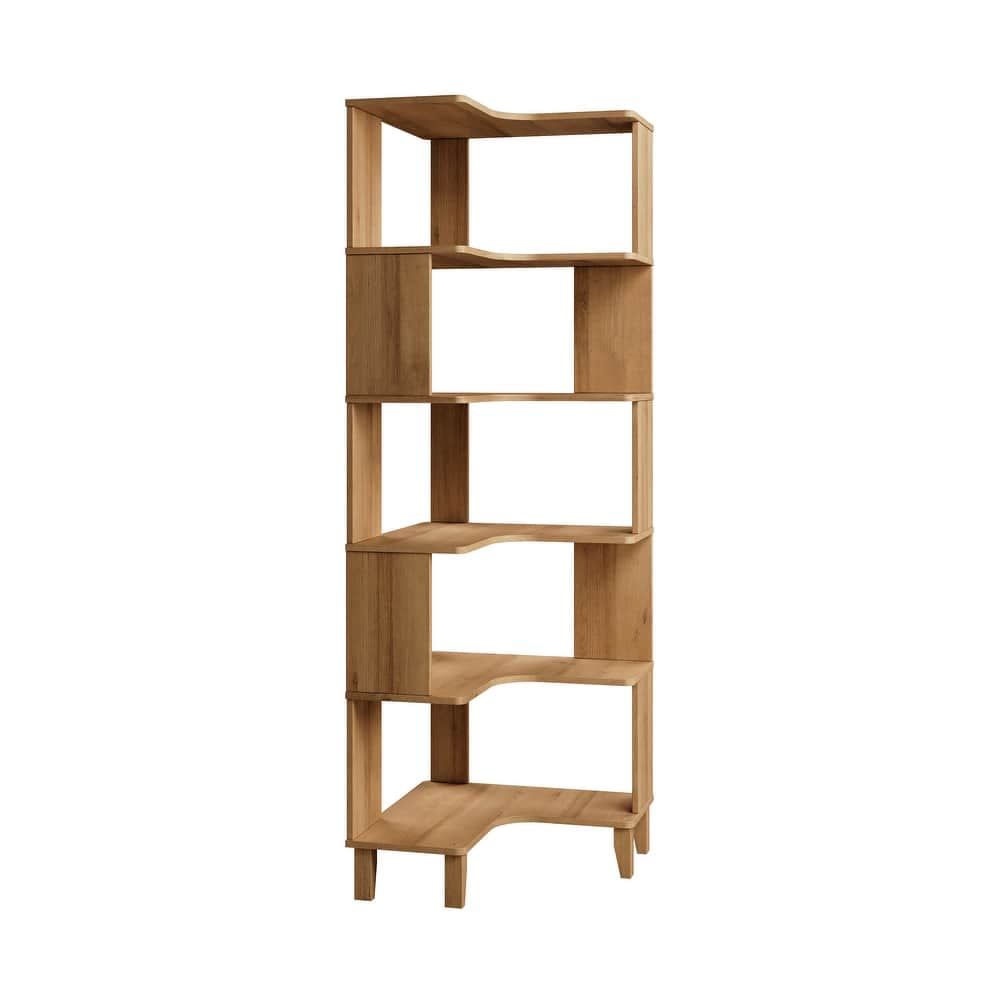 Prepac Nordik 6-Tier Corner Bookcase, 71.5" Extra Tall Corner Shelf, Freestanding Bookshelf for Home Office, Living Room