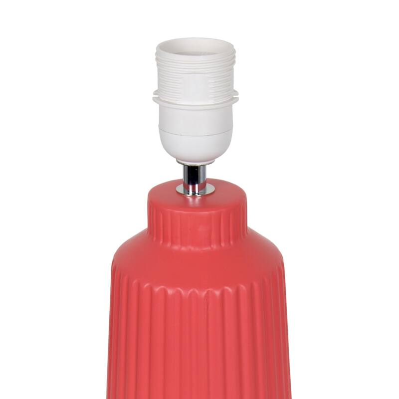 Vertical Grooved Ceramic Table Lamp with Drum Shade - 16" - Orange