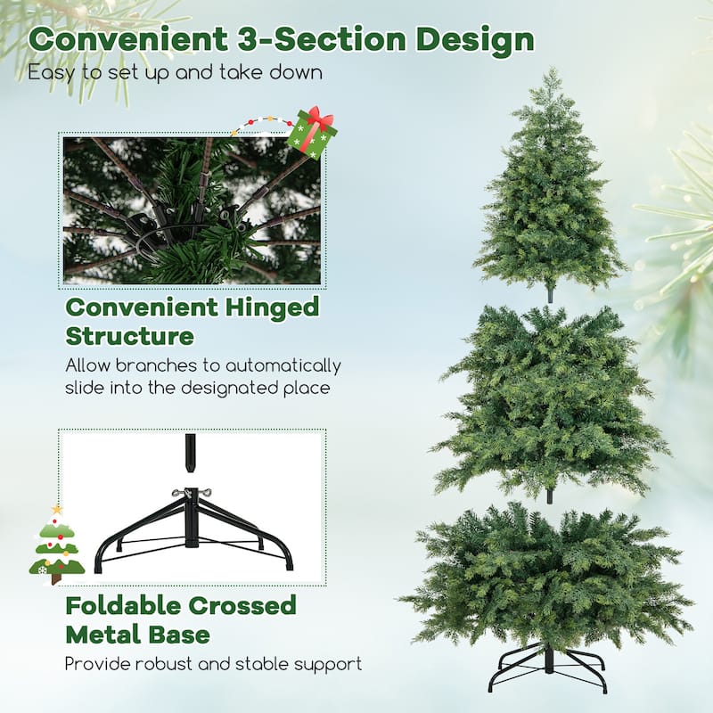 Gymax 6 FT Artificial Xmas Tree w/ 721 PE PVC Branch Tips & Folding - See Details