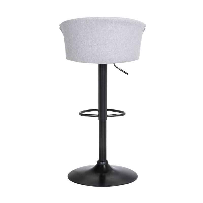 Lydia Upholstered Adjustable Wood Bar Stool with Black Metal Base