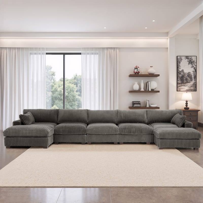 Oversized U-shaped Plush Modular Sectional Sofa Set