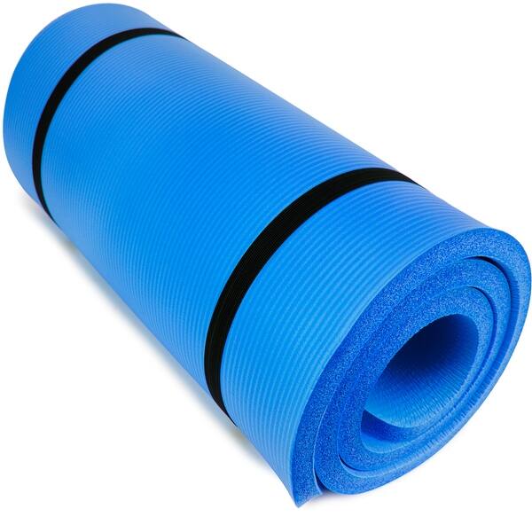 slide 1 of 7, Ultra Thick 1" Yoga Cloud, Blue - 72" x 24"