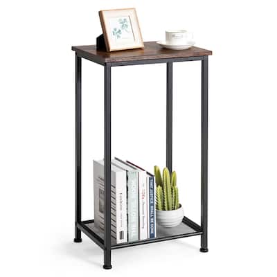 Costway 2-Tier Industrial Side End Accent Telephone Table w/Mesh Shelf - See Details