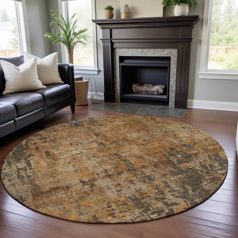 Premium Washable Super Soft Modern Glam Mayfield Rug - Copper - 8' x 8'