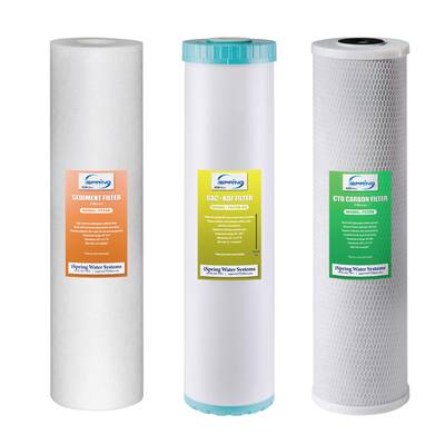 iSpring 4.5" x 20" 3-Stage Whole House Water Filter Set Replacement Pack