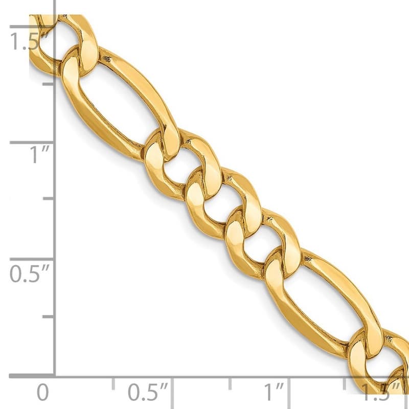 Curata 10k Semi Solid Lobster Claw Closure 7.3mm Semi solid Figaro Chain Bracelet