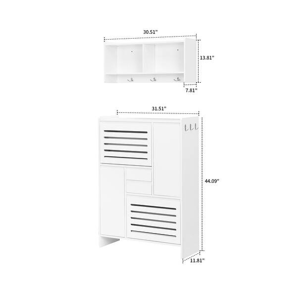 2-Peice Storage Set with Shoe Storage Cabinet and Wall-Mounted Storage ...