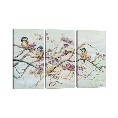 iCanvas "Birds on Cherry Blossom Branch" by Patricia Pinto 3-Piece Canvas Wall Art Set