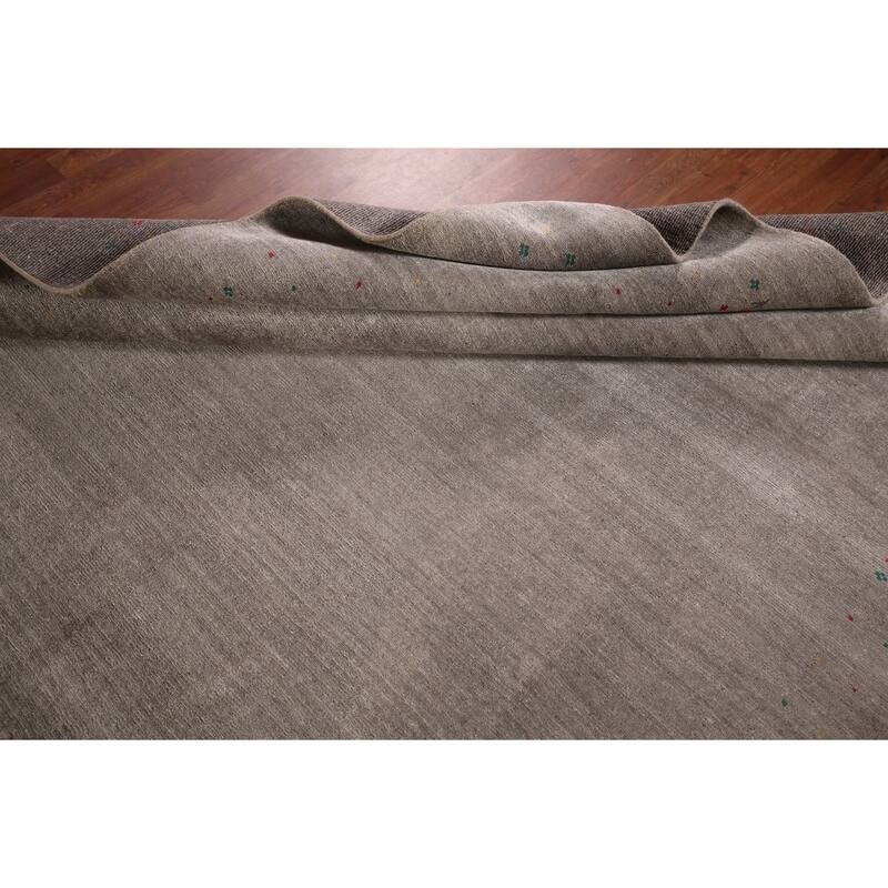 Earth Tone Striped Gabbeh Indian Area Rug Handmade Wool Carpet - 7'10" X 9'8"