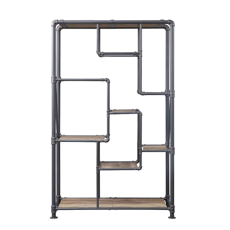 Mankato Antique Oak and Sandy Grey 8-Shelf Bookshelf