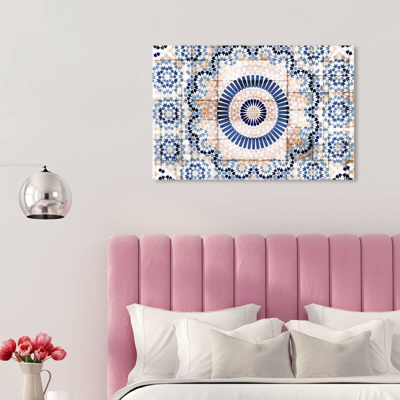 Wynwood Studio Abstract Mandala for Spring Blue and Bohemian & Eclectic Wall Art Canvas Print - 20 x 30