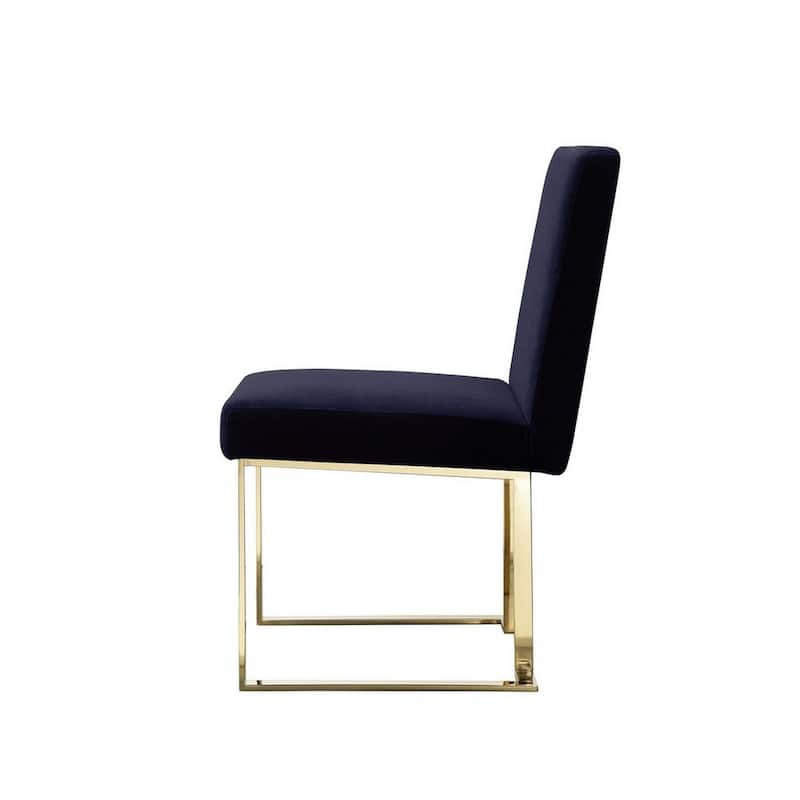 Gold/Navy Blue Velvet Upholstered Metal Frame Dining Chair, Set of 2, Sturdy Dining Chair for Dining Rooms - 17.5