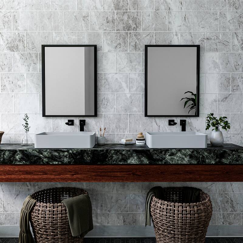 Karran Quattro QM177 Matte White Acrylic 21 in. Rectangular Bathroom Vessel Sink