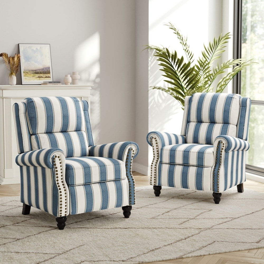 Nail-head Padded Seat Pushback Recliner Chair