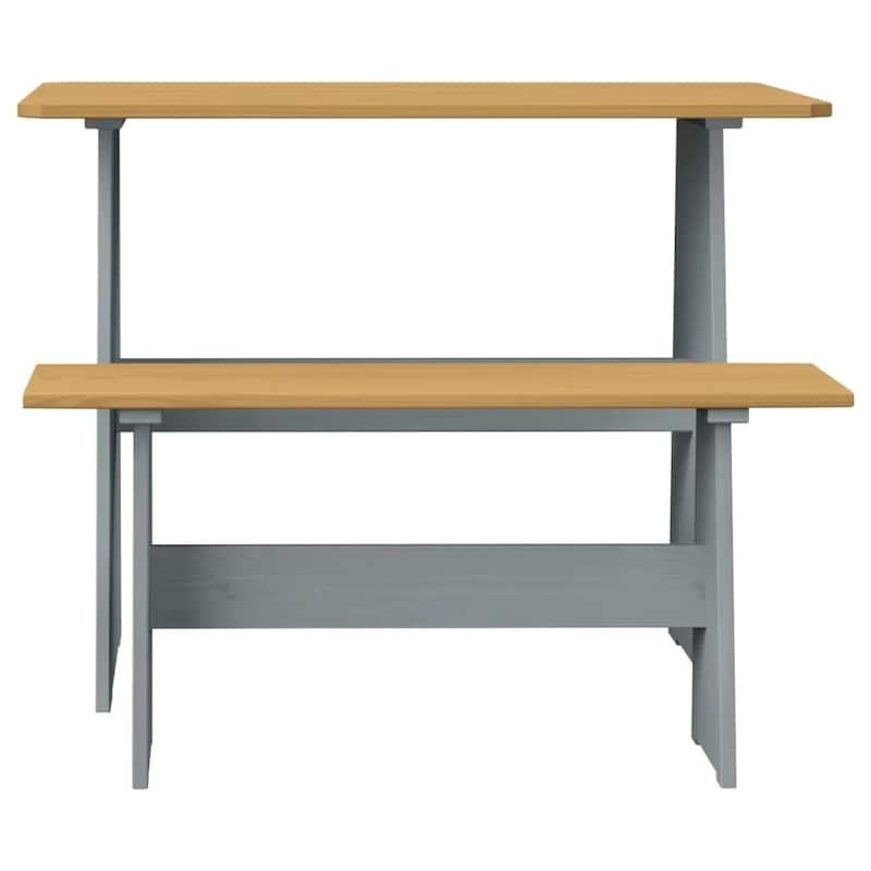 Chapman Farmhouse 3-Piece Solid Pine Wood Dining Set with 2 Benches