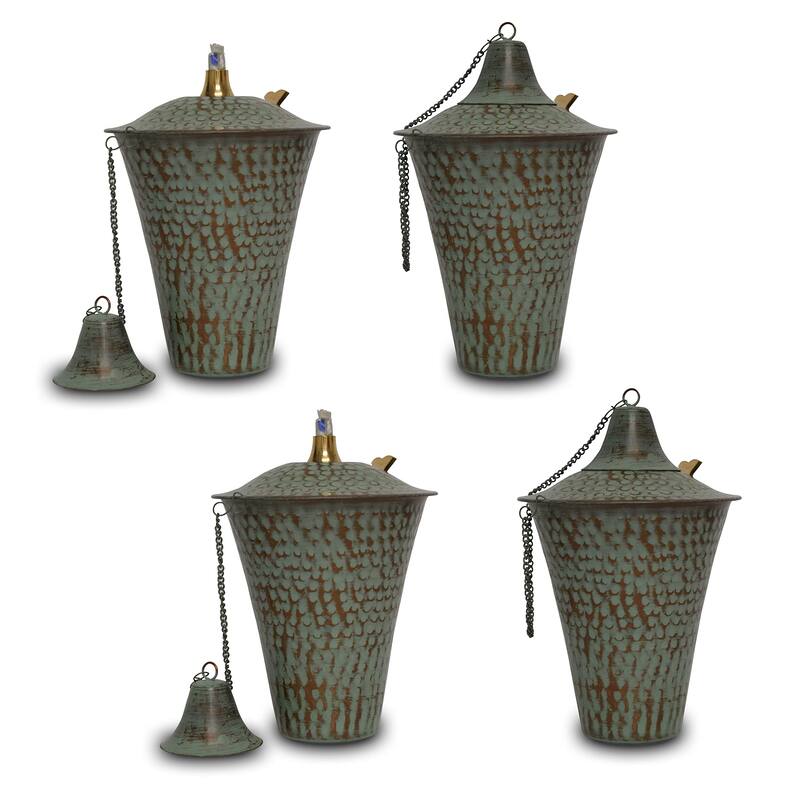 Kona Style Tabletop Tiki Torch - Hammered Patina - 4 Pack