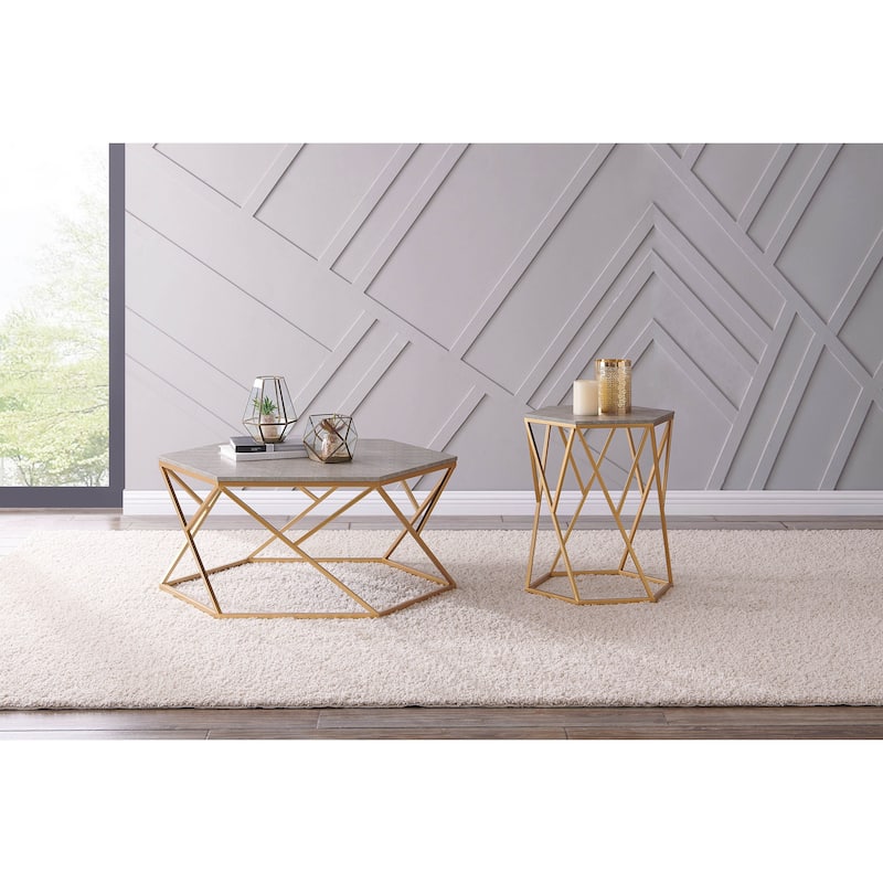 NPD Furniture Cressa Faux Shagreen End Table