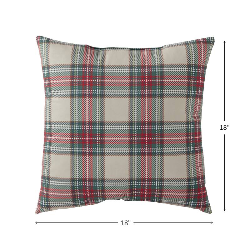 Plaid 18-inch Holiday Throw Pillow