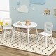 preview thumbnail 31 of 45, Costway Kids Wooden Round Table & 2 Chair Set w/ Center Mesh Storage - See Details